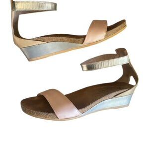 Naot Pixie Wedge Sandal in Pink/Silver Combo 41